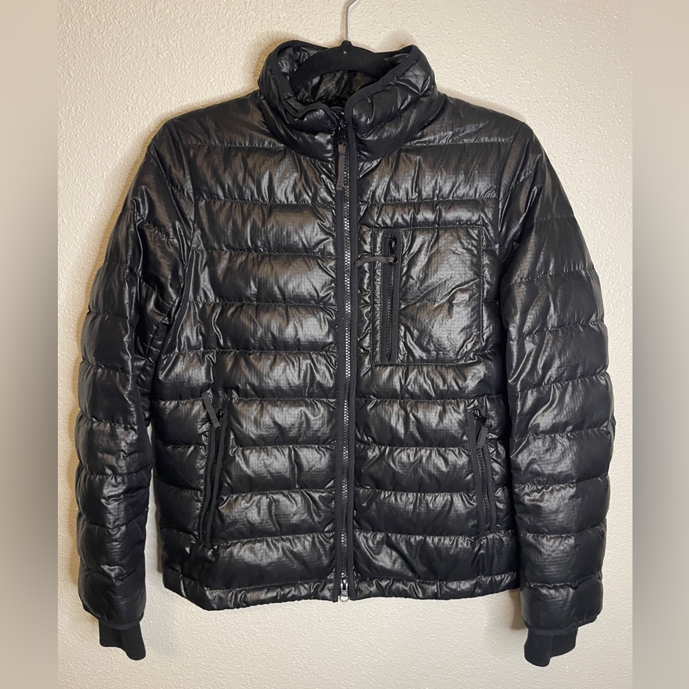 J. Crew Nylon Goose Down Puffer Jacket Black Full Zip Small Outdoor Granola Hike